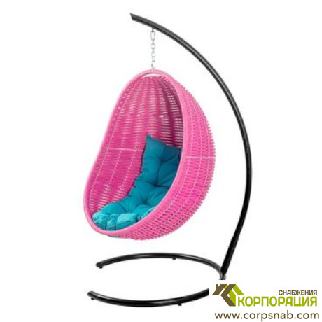 Плетенное подвесное кресло-кокон розовый DeckWood